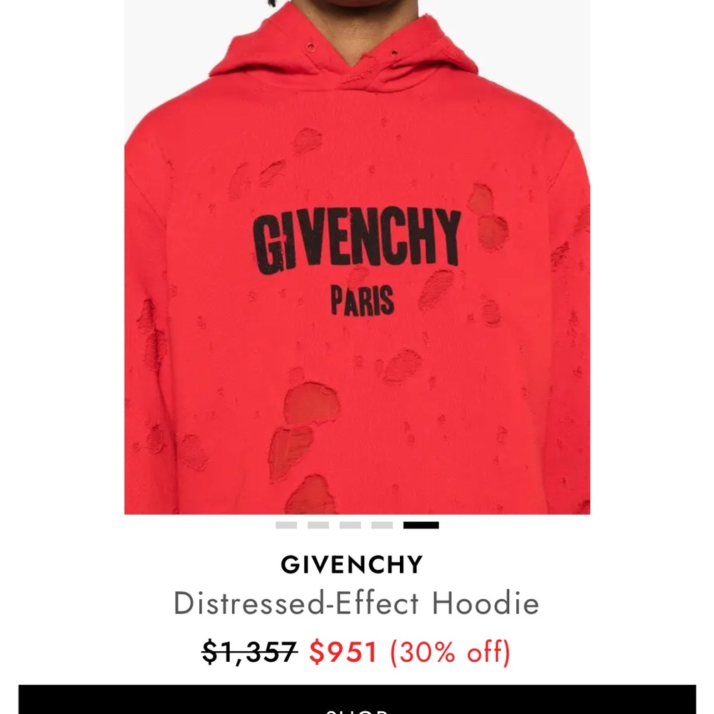Givenchy Red Distressed-Effect Hoodie